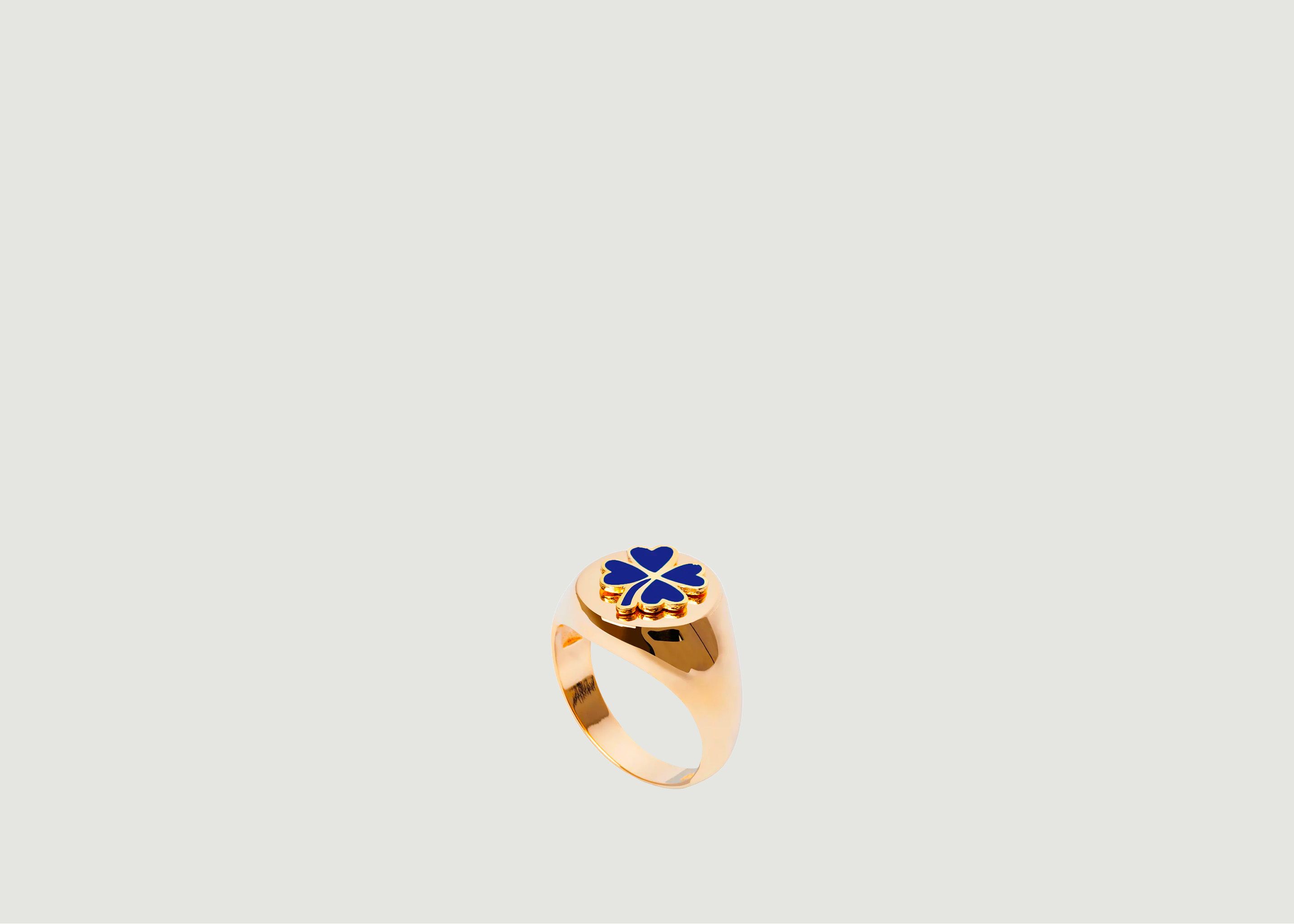 Gold Blue Clover Ring - Wilhelmina Garcia