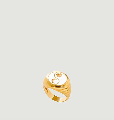 Gold White Dust Sparking Eclipse Ring