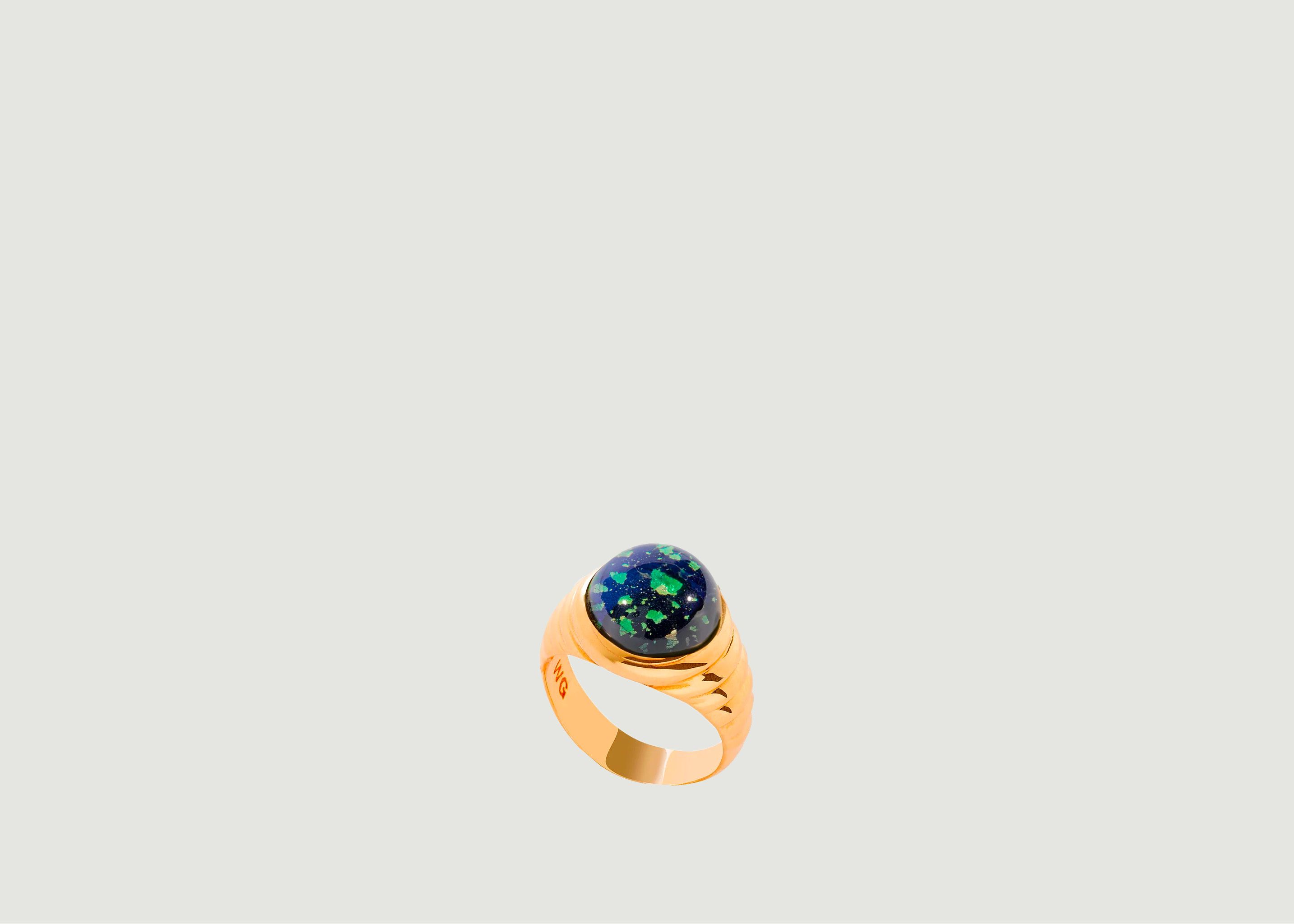 Blue Crystal Marbled Ring - Wilhelmina Garcia