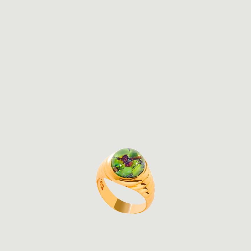Marmorierter Ring aus grünem Kristall - Wilhelmina Garcia