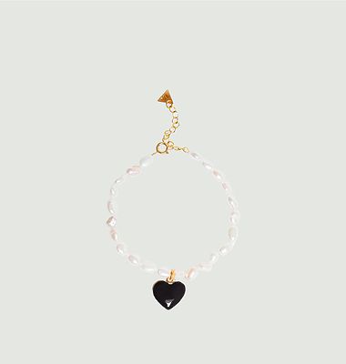 Bracelet Black Heart And Pearl Dating