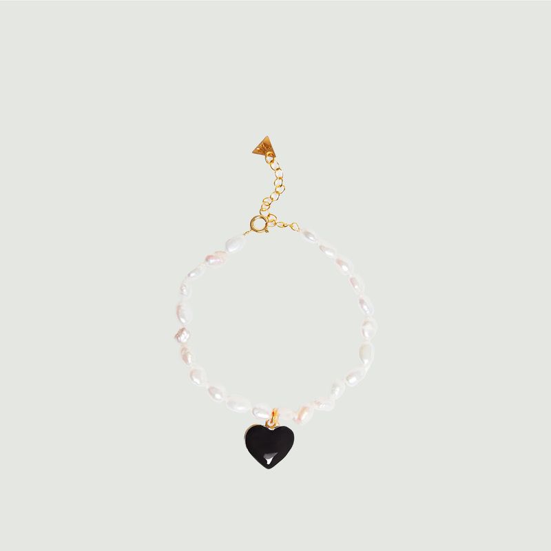  Armband Black Heart And Pearl Dating - Wilhelmina Garcia