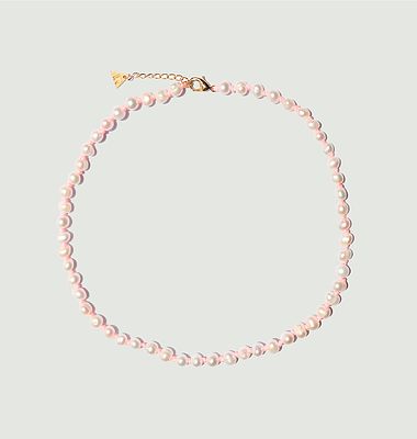Pink Knitted Pearl Necklace