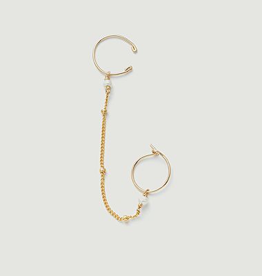 Satellite cultured pearls chain earring