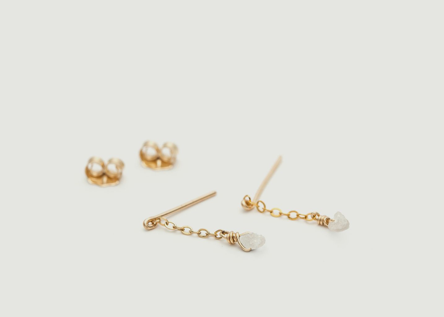 Boucles d'oreilles pendantes gold filled Diamant brut - YAY