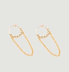 Boucles d'oreilles chaînette mini anneaux Fruits d'or
