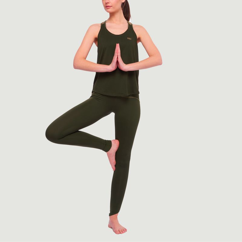 Yuj Ladies Kaki / Gold Muladhara Yoga Legging, Size Small